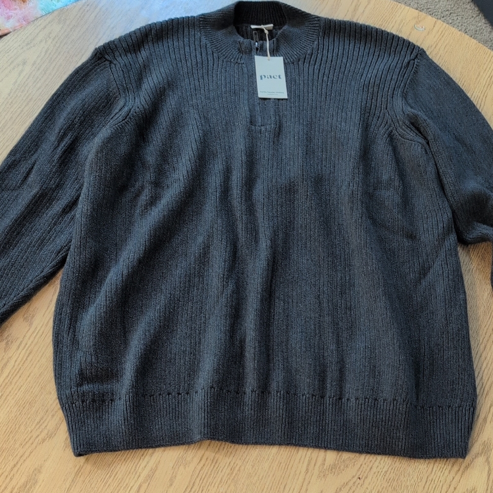 Pact Men's Charcoal Zip Up Sweater